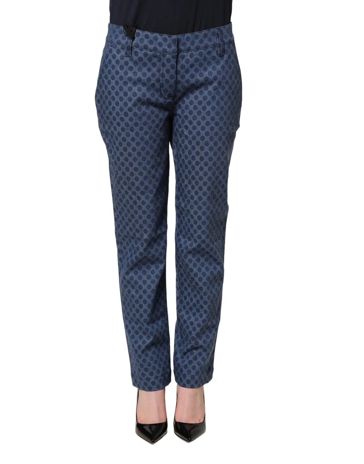 Женские джинсы капри с принтом в горошек Blue Polka Dotted Slim Fit Capri Denim Jeans Dolce & Gabbana, Blue — фото 2