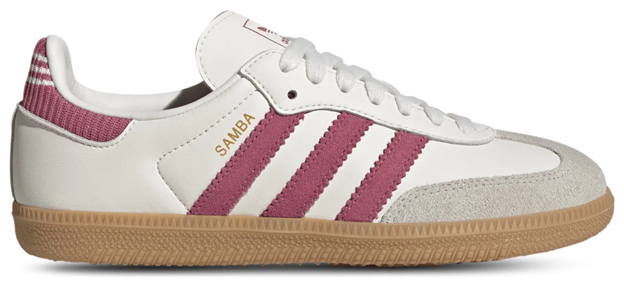 Детские кроссовки для девочек с кожаным верхом adidas Samba Knit Heel, White Magenta