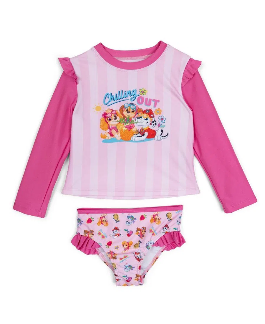 Комплект из рашгарда с длинным рукавом и плавок бикини, с принтом Paw Patrol, Skye Liberty Pink