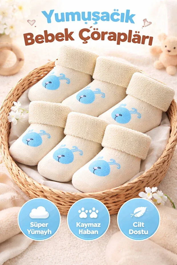 Детские носки из махрового хлопка с принтом 4 пары Festival Socks, Nude Color — фото 2