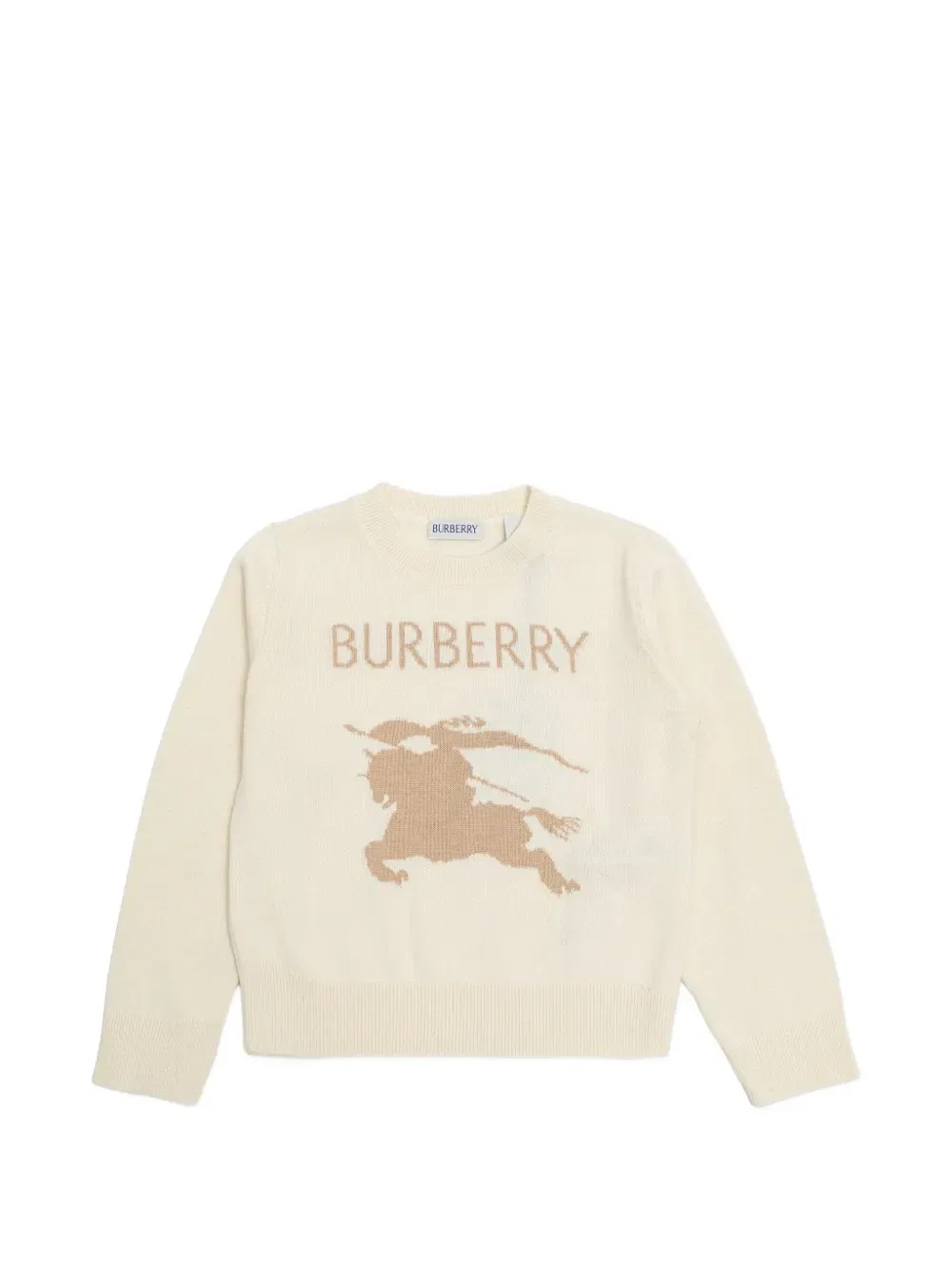 Жаккардовый свитер бежевого цвета с логотипом Burberry Kids, бежевый