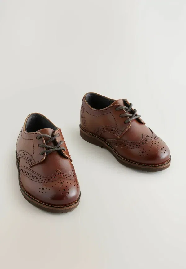 Туфли кожаные Wide fit lace up brogues Next Tan Brown, светло-коричневый — фото 2