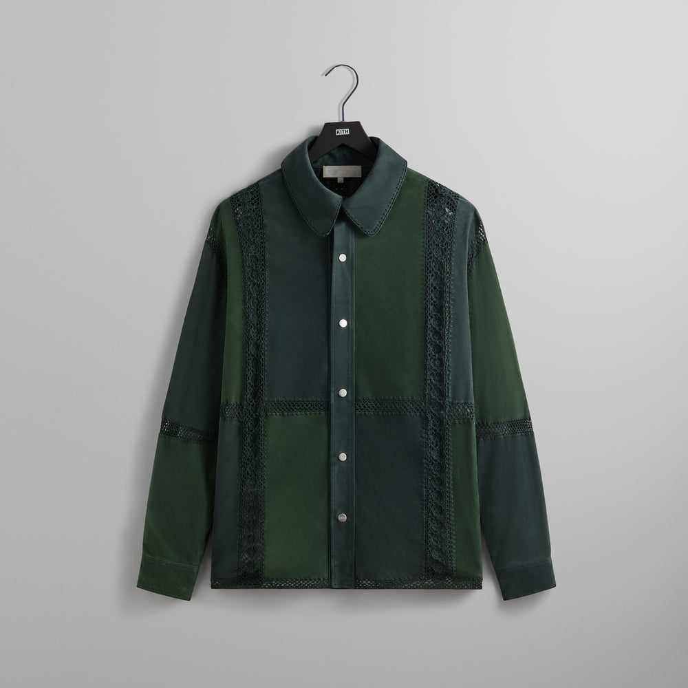 

Куртка Kith Suede Combo Boxy Collared Overshirt, цвет Stadium