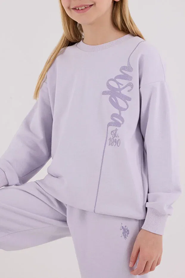 Детский комплект спортивного костюма для девочек с вышивкой Licensed U.S. Polo Assn., Lilac — фото 4