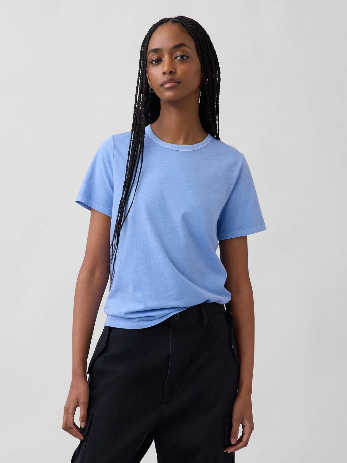 Футболка с V-образным вырезом, модель Vintage Soft Gap, светло-голубой