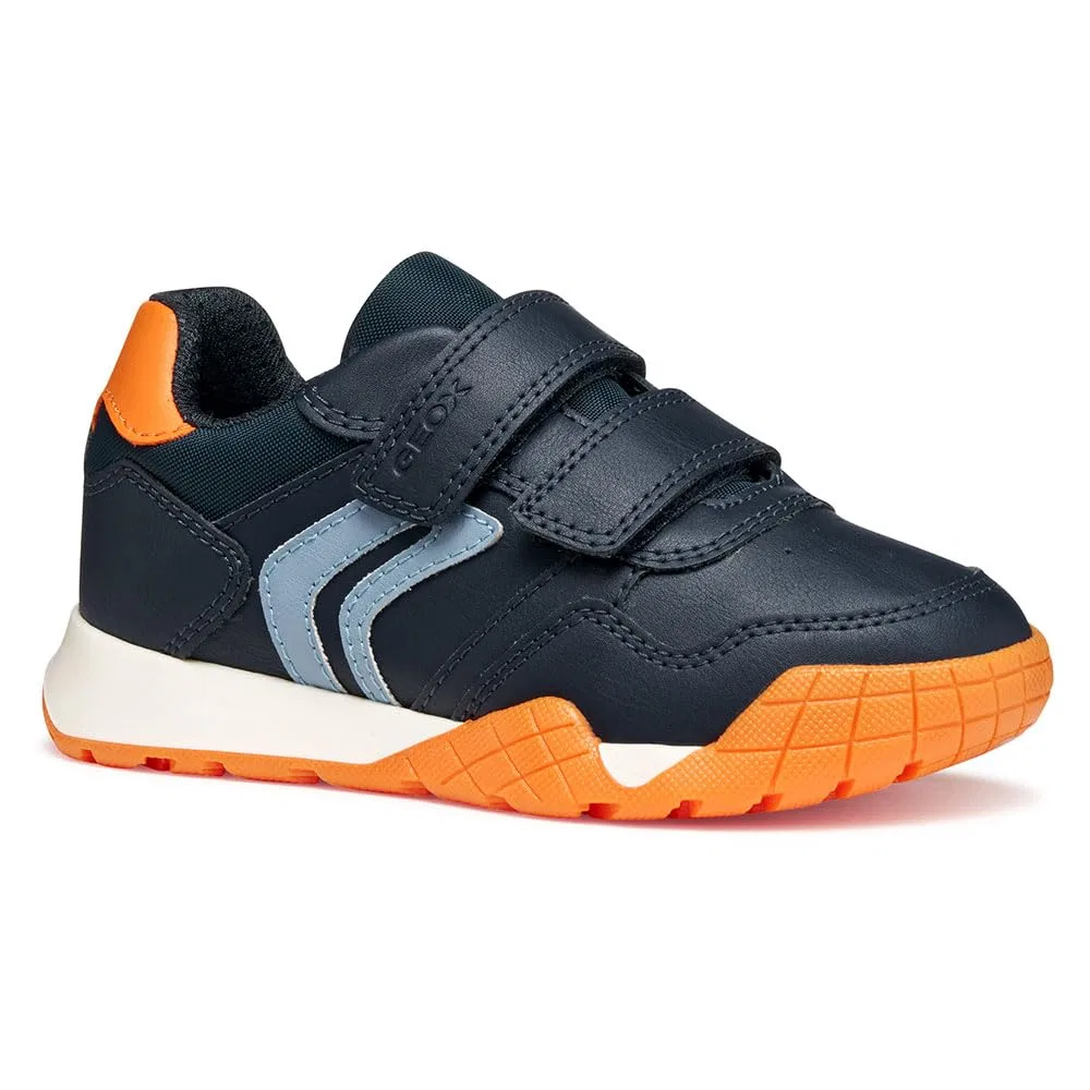 Детские кроссовки для мальчиков дышащие Geox J Rann-e Boy, Navy Arancio — фото 3