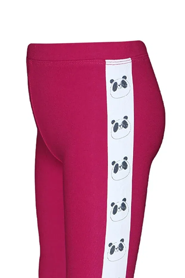 Детские леггинсы для девочек с принтом Plum Girl's Hooded Side Panda Printed Lovetti, Plum — фото 3