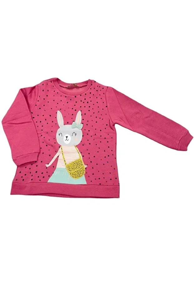 Детские свитшот для девочек с принтом Fuchsia Rabbit Ipek Atlas, Multicolor