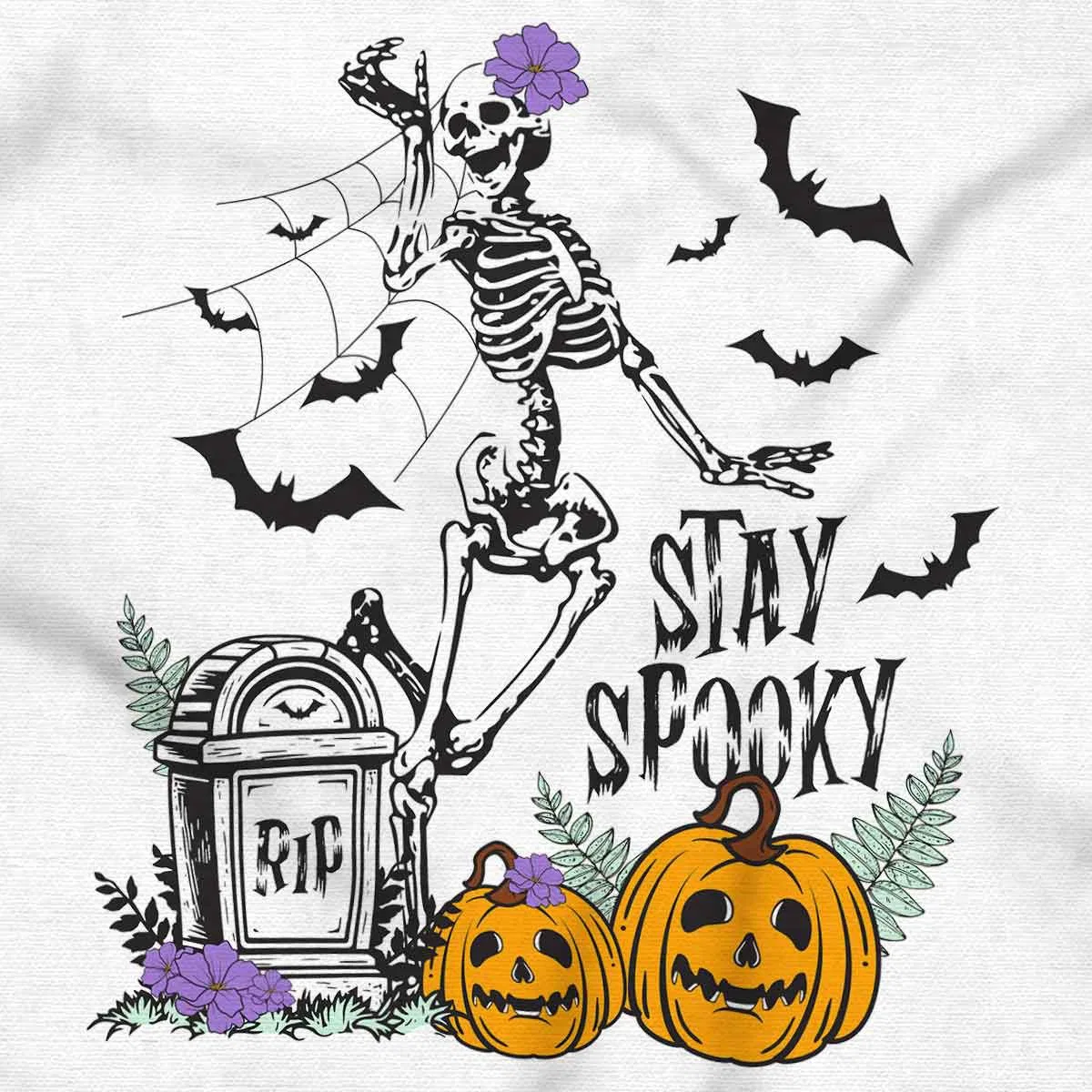 Детское боди для девочек с принтом Halloween Skeleton Dance Brisco Brands, White — фото 2