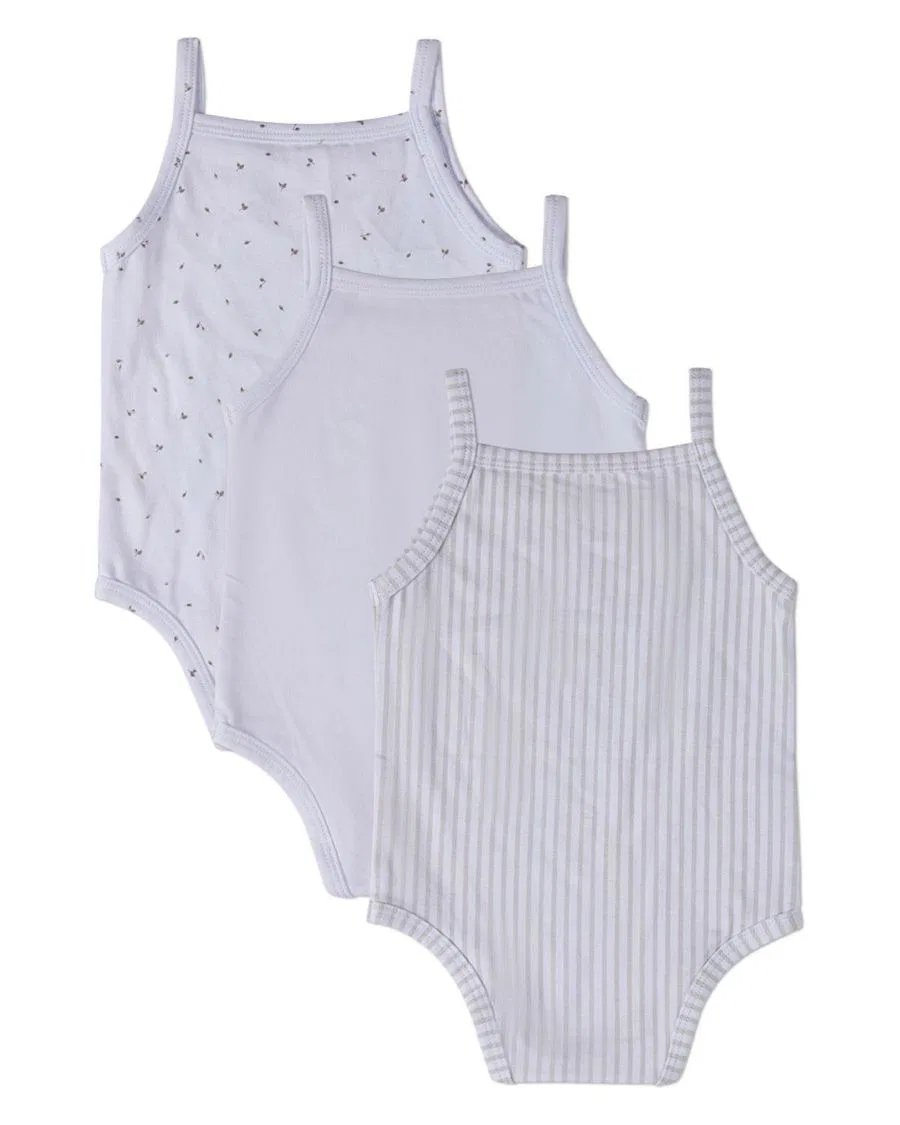 Комплект боди для малышей, 3 шт., с принтом, Petite Leaves MeMoi, White Multi — фото 2