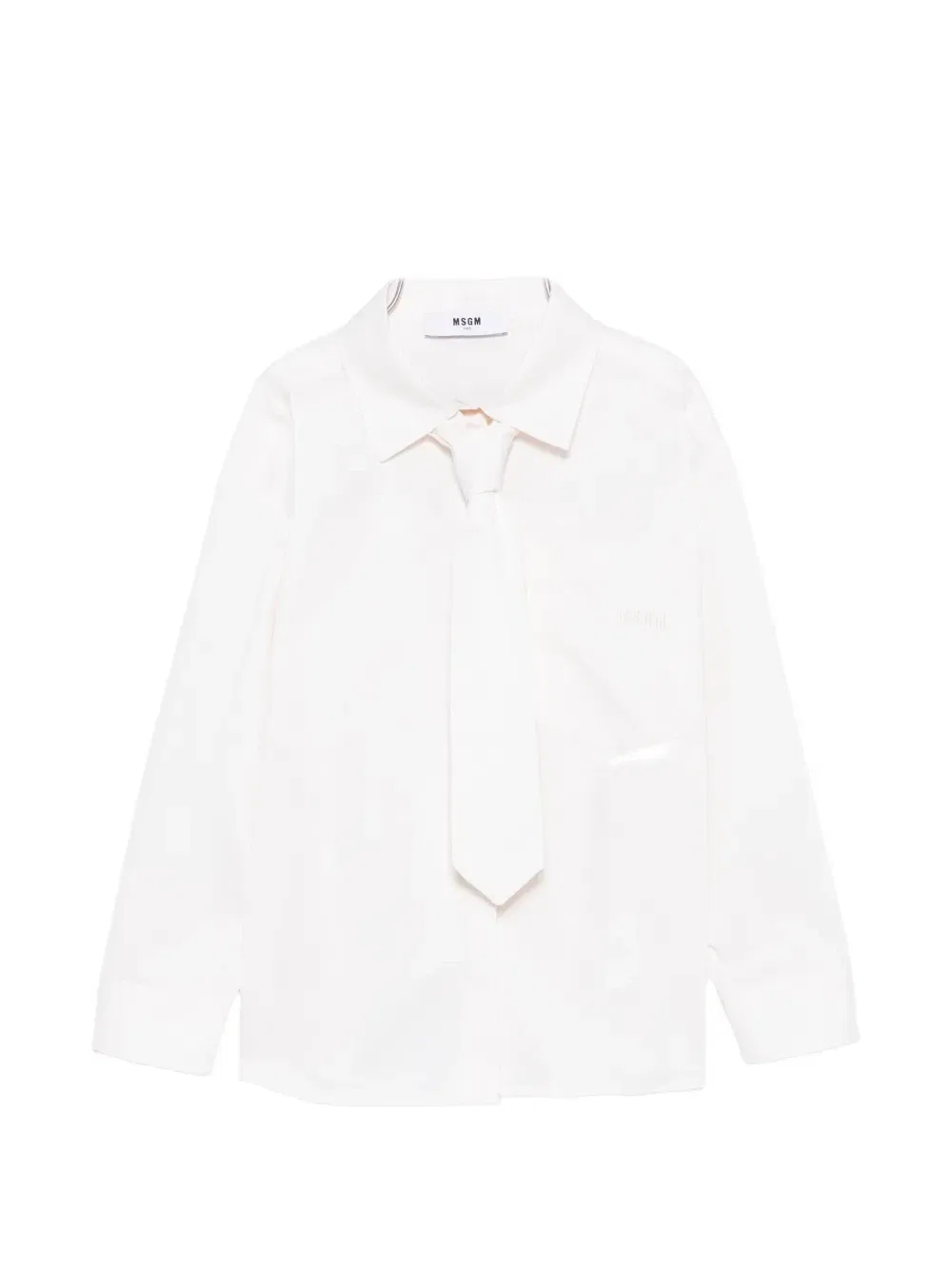 Рубашка с галстуком и вышитым логотипом Msgm Kids, белый