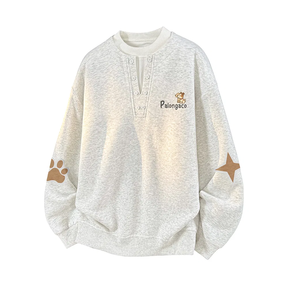 Толстовка детский с воротником-стойкой Henry Collar PAL ONGACO, White Heather Gray