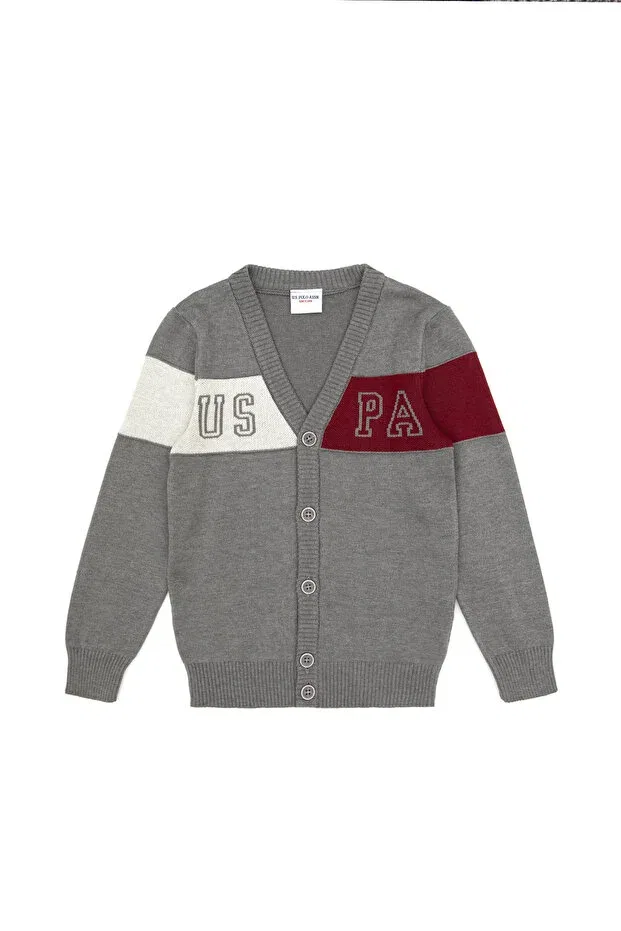 Детский кардиган для мальчиков серый меланж U.S. Polo Assn., Gray Melange