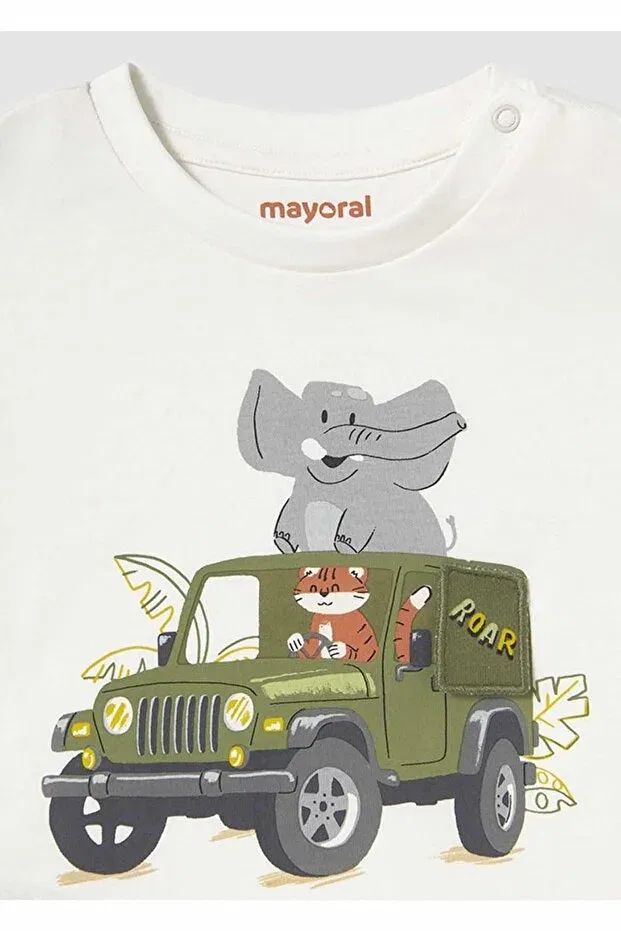 Детская футболка с принтом Summer baby boy Mayoral, Ecru — фото 4