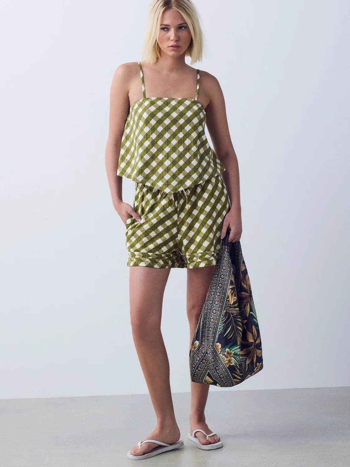 Шорты с завязками Next Green Gingham, зеленый гингем — фото 2