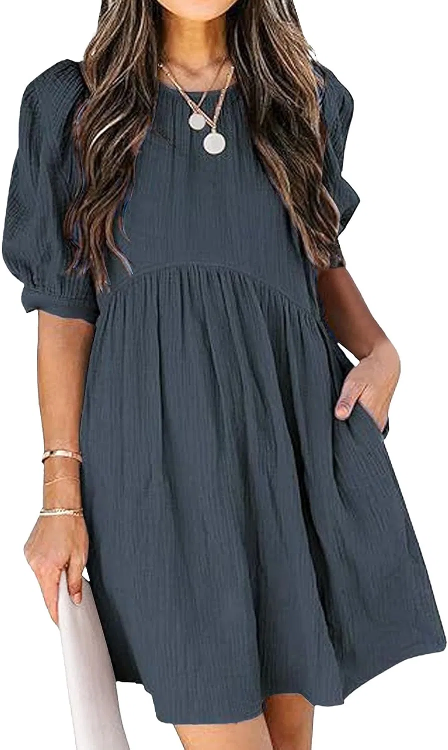 Женское babydoll платье с пышными рукавами, Grey