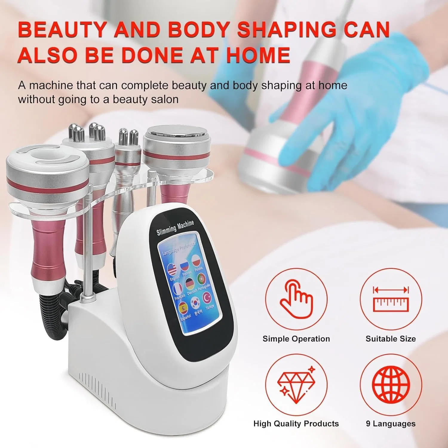 4-in-1 Body Shaper RF Cavity Vacuum Beauty Machine, Elitzia, для рук, талии, живота, подтяжка — фото 4