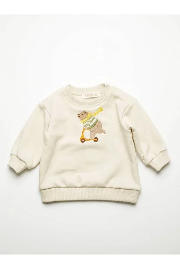 Детские свитшот для девочек с принтом Scooter sweatshirt Joriens Little, Nude Color