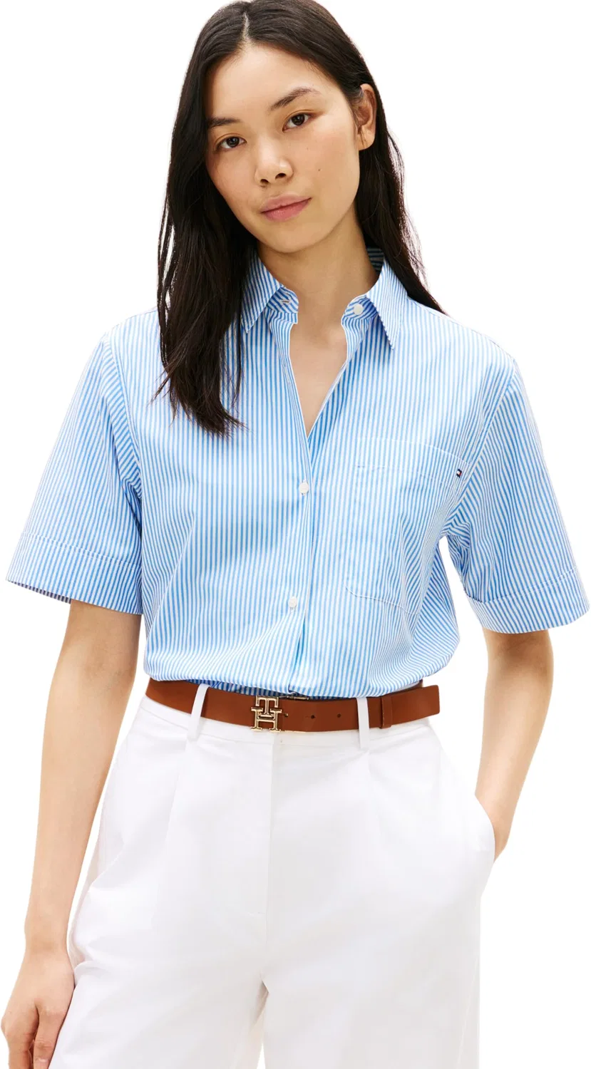 Женская рубашка с коротким рукавом Tommy Hilfiger, Blue (Classic Ithaca Stp Mesmerizing Blue)