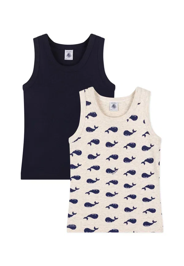 Комплект из 2 маек хлопок, хлопковый трикотаж, принт Debardeurs cote 2 pack Petit Bateau, Smoking/Montelimar/Medieval
