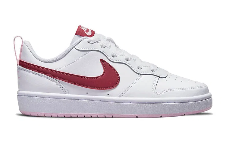 Детские кроссовки для скейтбординга с кожаным верхом Court Borough 2 Low Nike, White Red Pink — фото 3