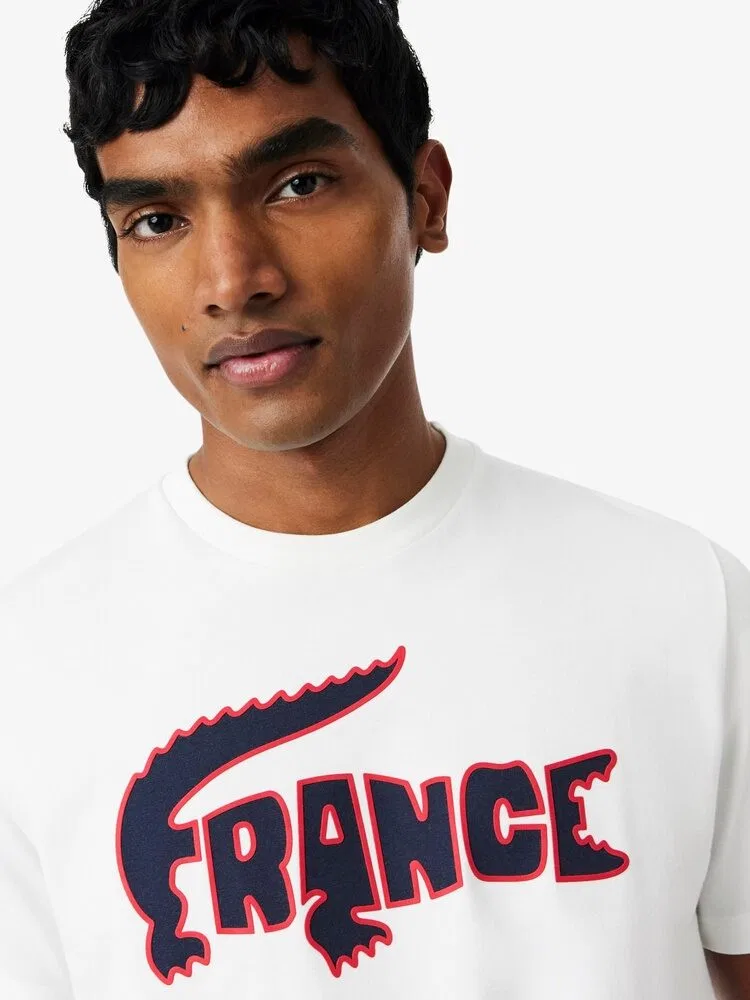 Футболка теннисная Tricolor Big Croc LACOSTE, White — фото 2