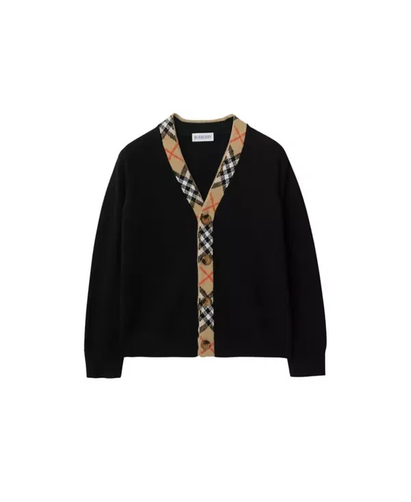 Детский кардиган для мальчиков с V-образным вырезом Burberry, черный