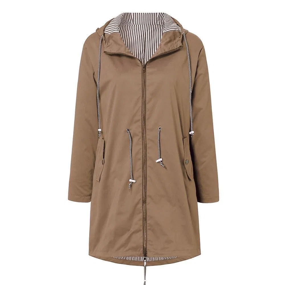 Женский дождевик с капюшоном Waterproof Coats Jackets, 1-kaki — фото 2