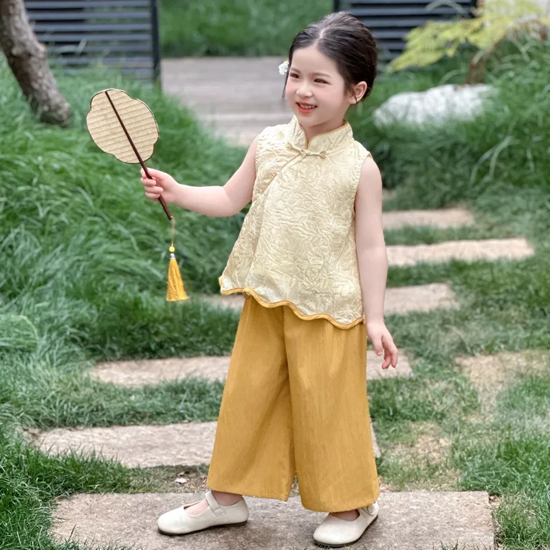 Детский комплект тансу для мальчиков Hanfu 2 Piece Set Lanza, Yellow — фото 3