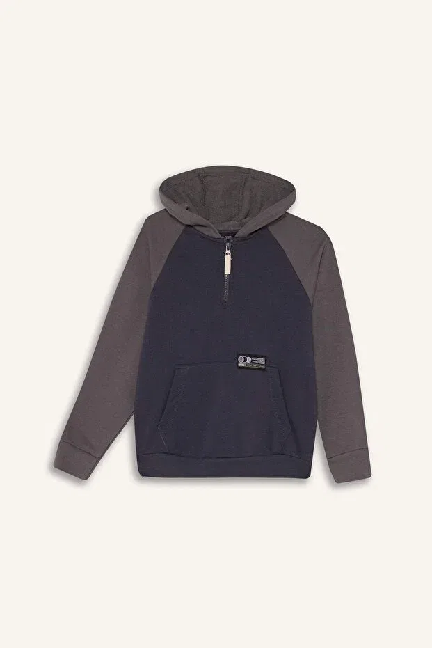Детские свитшот с принтом для мальчиков Oversize hooded printed sweatshirt for boys g6135a826sp Defacto, Anthracite-Ar31