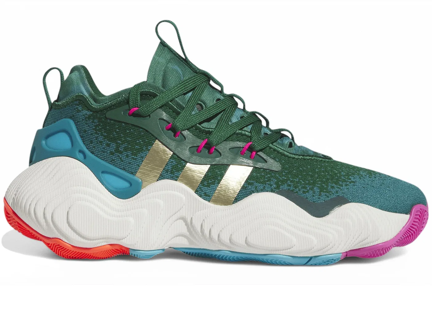 Детские кроссовки Lifestyle с принтом Trae Young 3 Adidas, Team Dark Green/Gold Metallic/Arctic Fusion