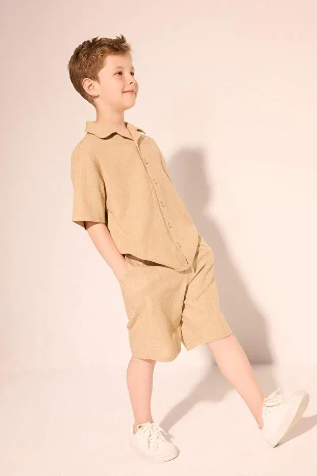 Детские шорты для мальчиков текстильные Defacto, Beige-Bg387