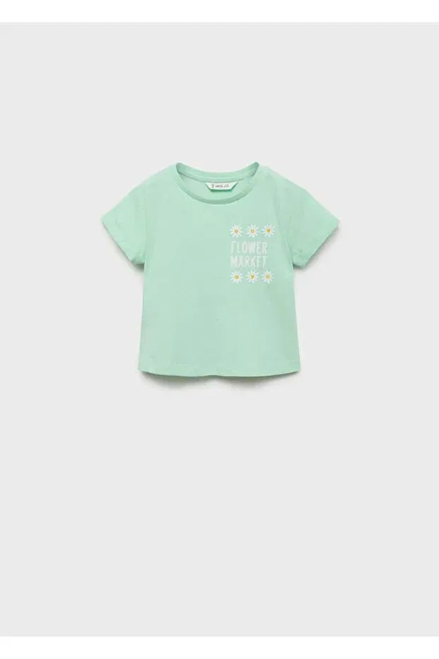 Детская футболка с вышивкой Mango Baby, Water Green