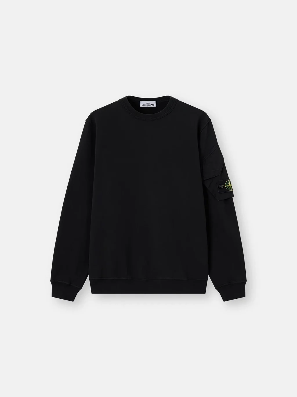 Мужской свитшот Stone Island Regular-fit Crewneck With Sleeve Pocket, черный — фото 2