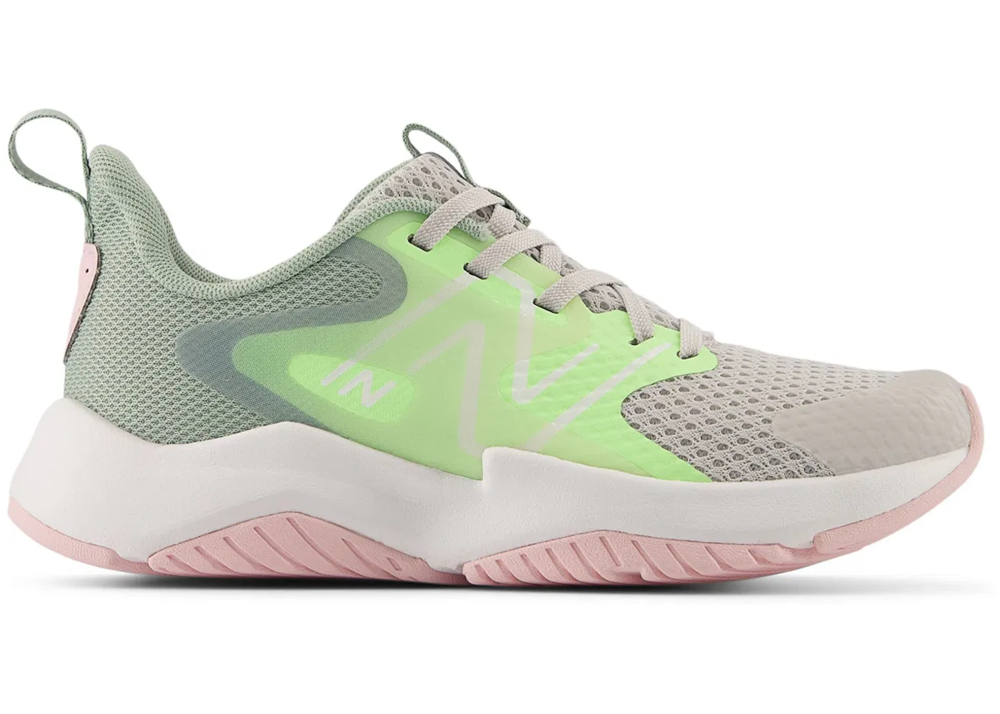 Детские кроссовки беговые New Balance Rave Run v2, Grey Matter Mint Flash Mosaic Green