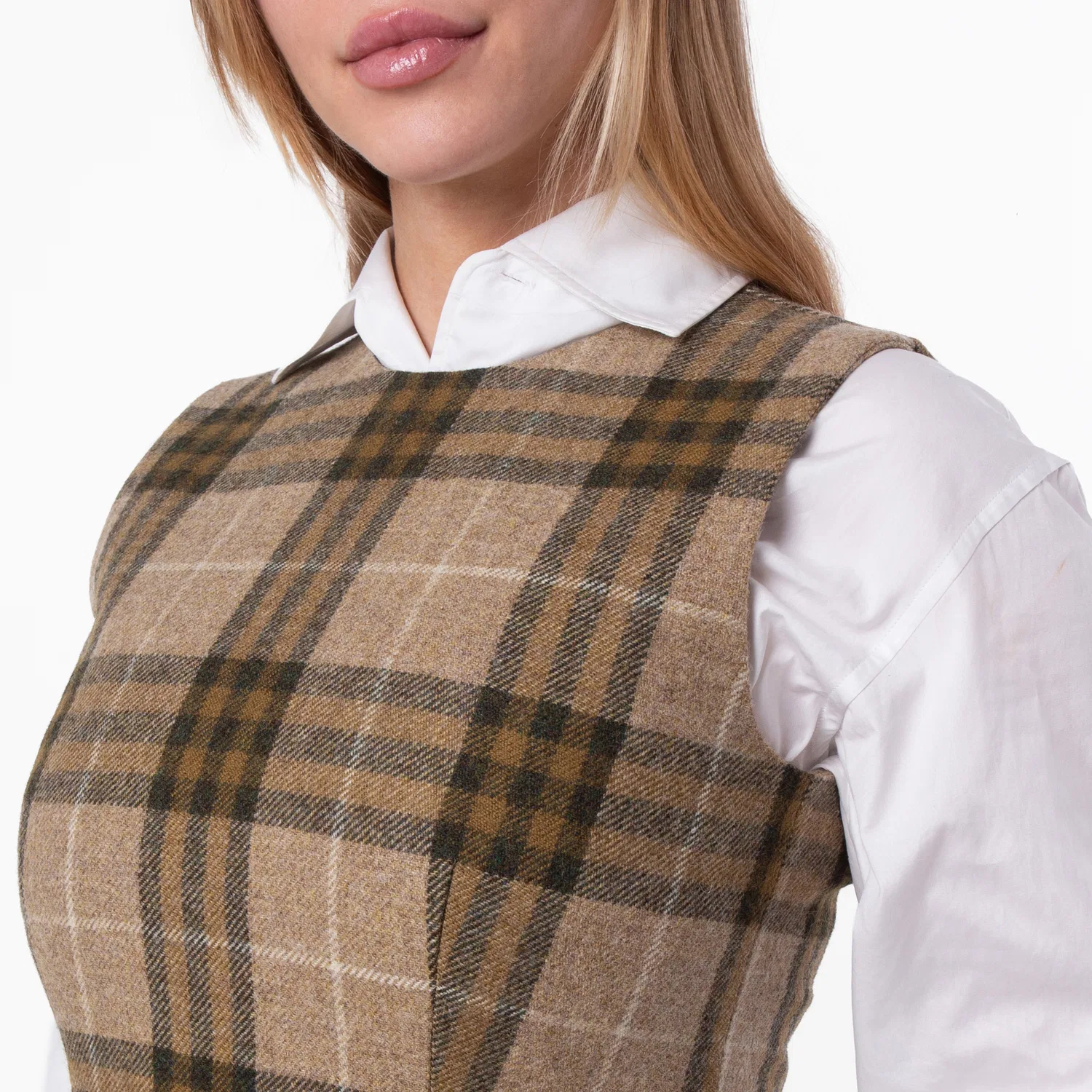 Платье мини из шерсти с клетчатым принтом Checked Virgin Wool Mini Dress Burberry, Camp Ip Check — фото 3
