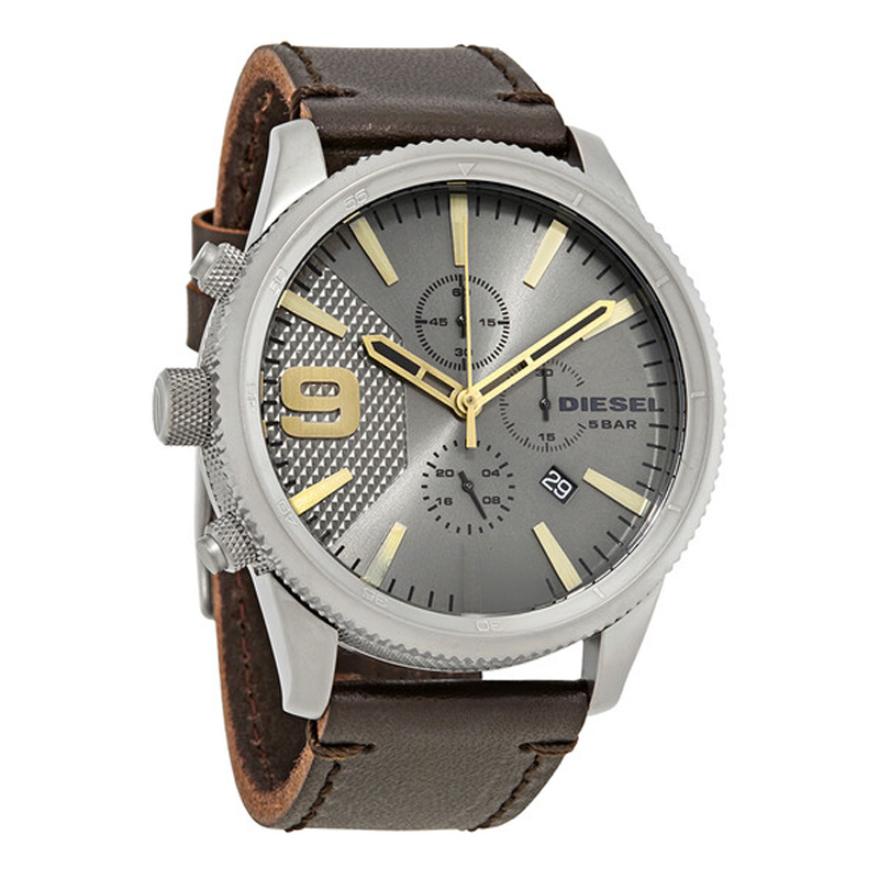 

DIESEL Часы Wrist Watch Quartz Movement Leather Watch Bands 50mm Gray Dial Men's Watch, Gray Dial