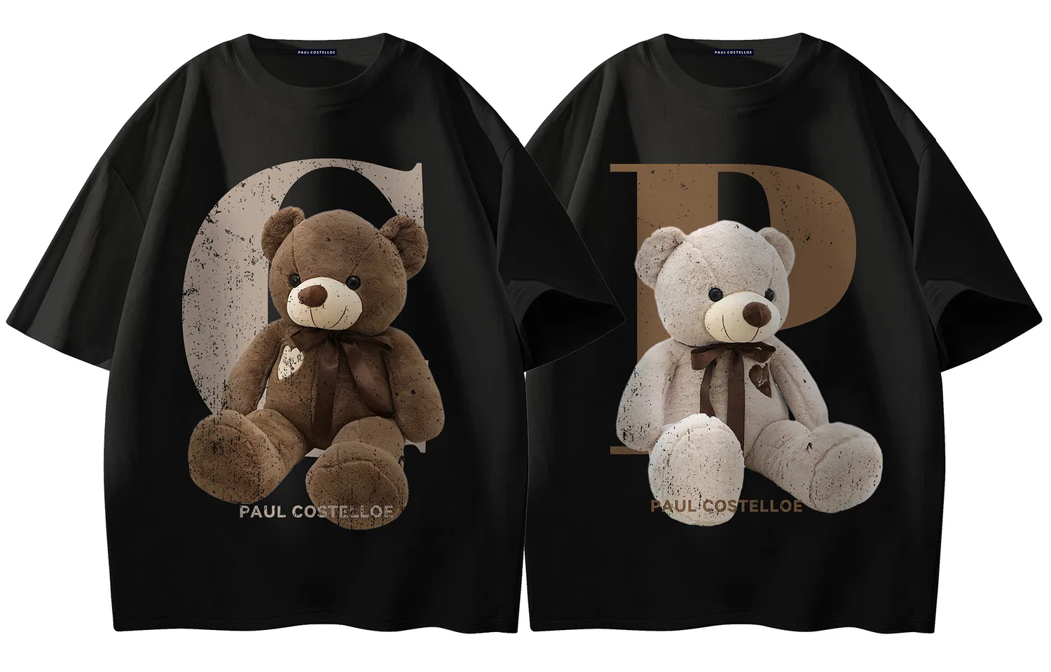 Детская футболка с круглым вырезом, плотная, Paul Costelloe, 2 Pack (Black+Black)
