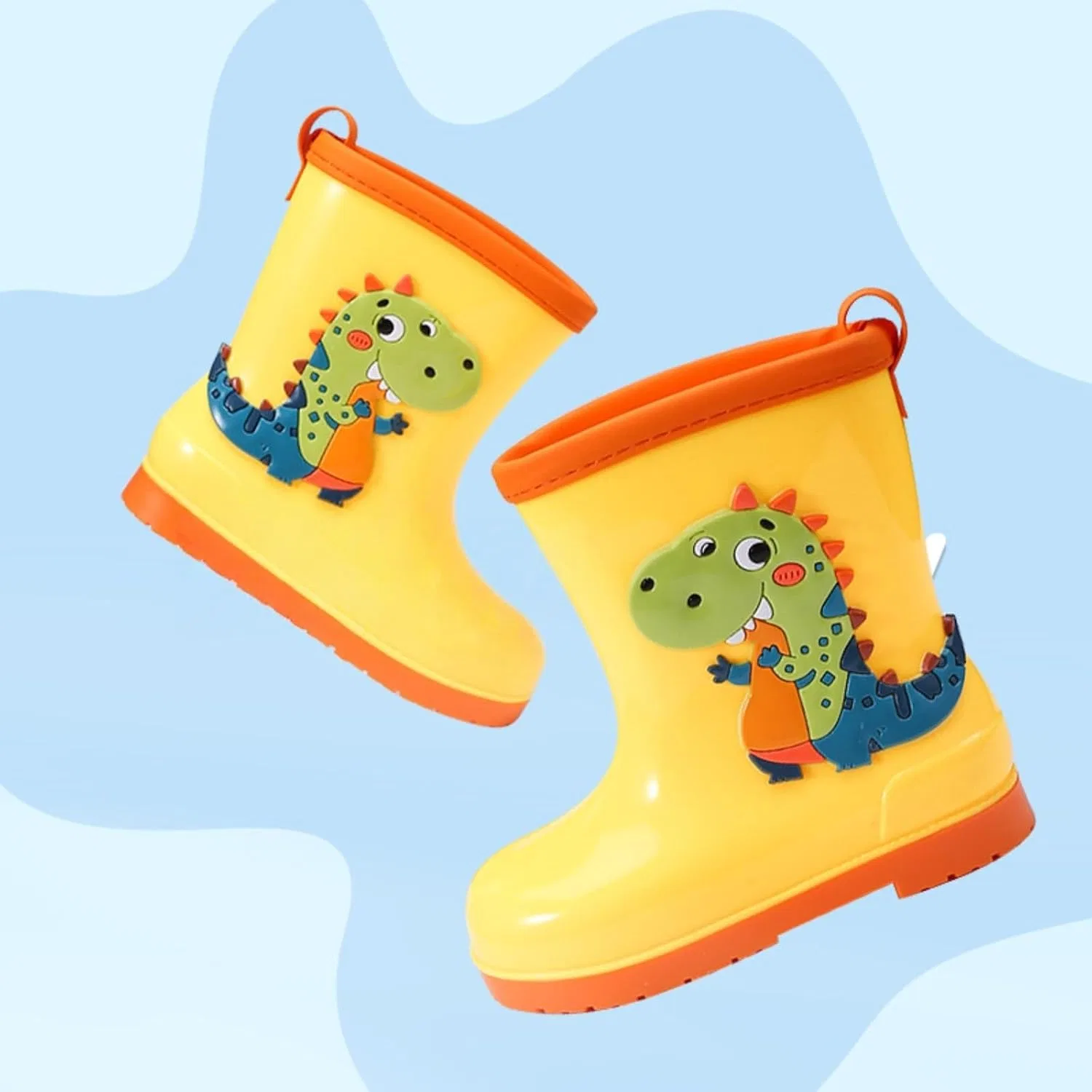 Детские сапоги для мальчиков с принтом динозавров Boys Dinosaur Rain Boots, Yellow — фото 3