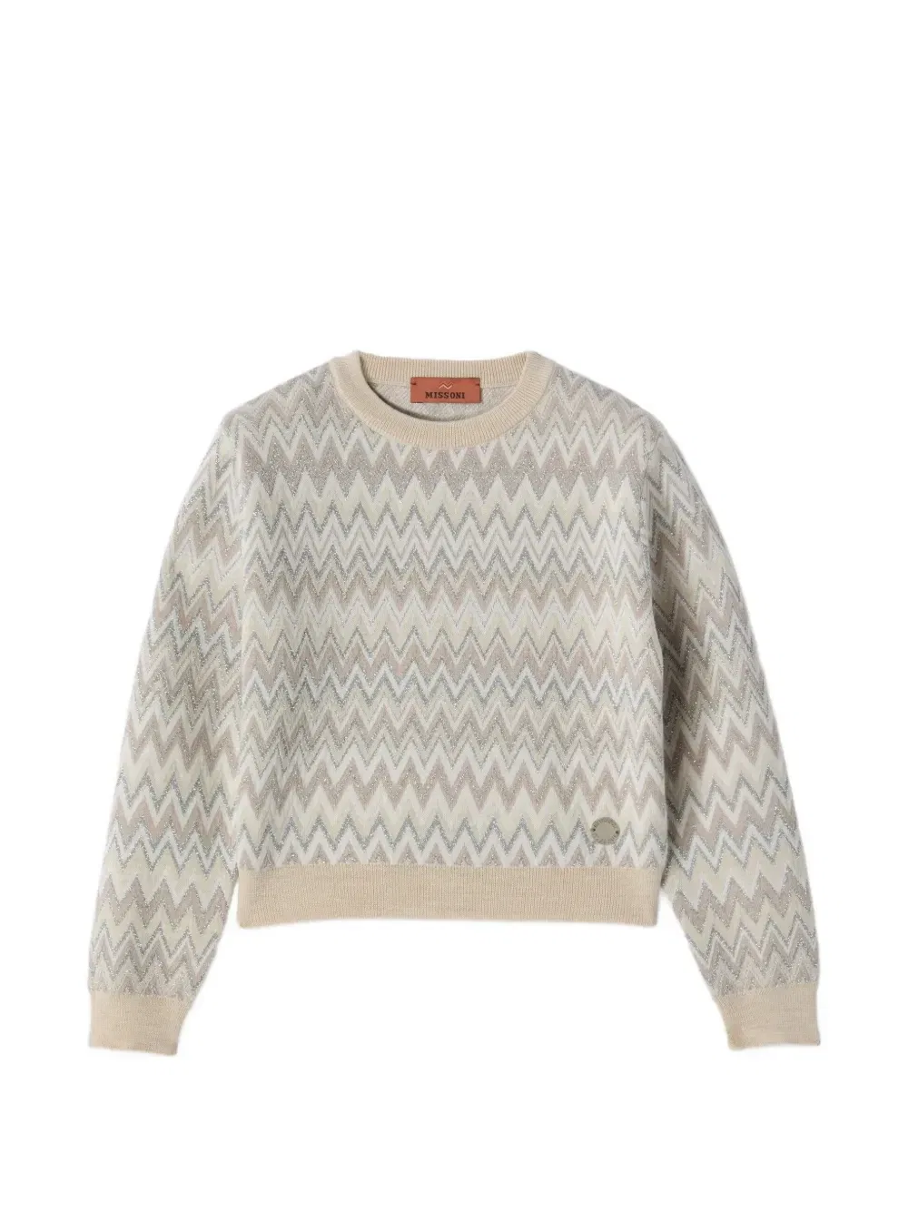 Джемпер крупной вязки с зигзагообразным узором Missoni Kids, бежевый