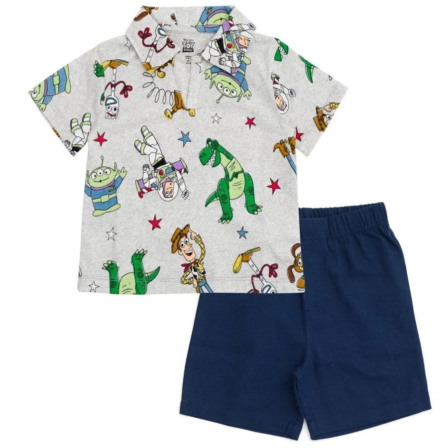 Комплект поло и шорт для мальчиков, с принтом Toy Story Toy Story, Grey Navy
