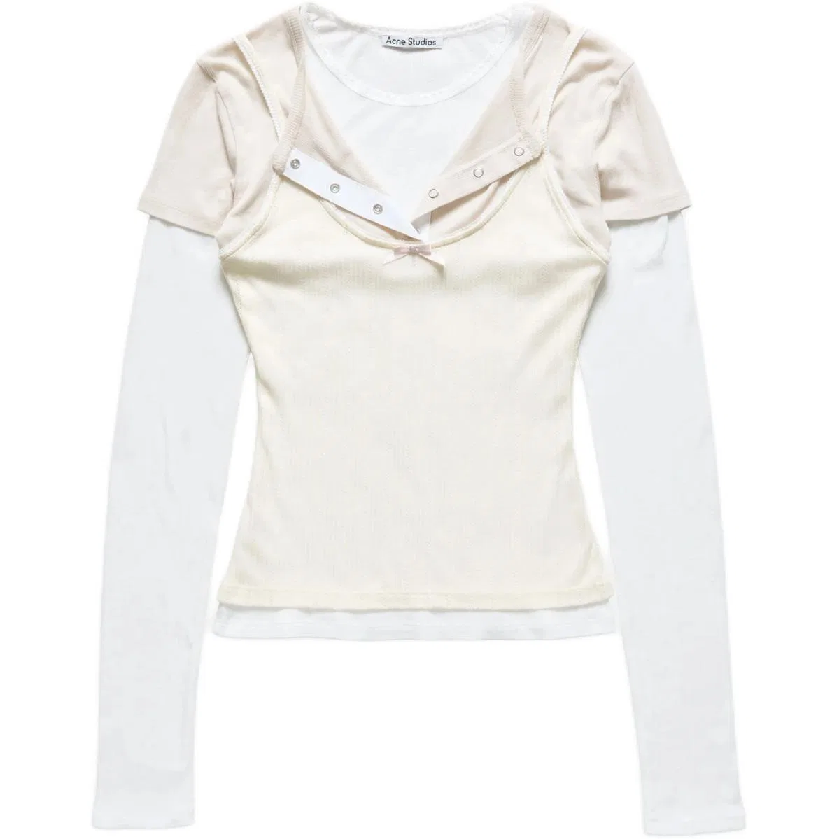Женская футболка с воротником-стойкой Henry Collar Acne Studios, White/Ecru