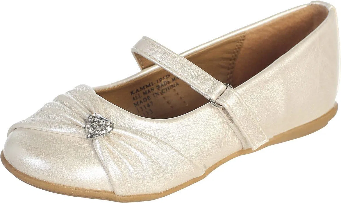 Детские балетки для девочек с принтом Ivory Pearl or White Dempsey Marie, Ivory Pearl — фото 3