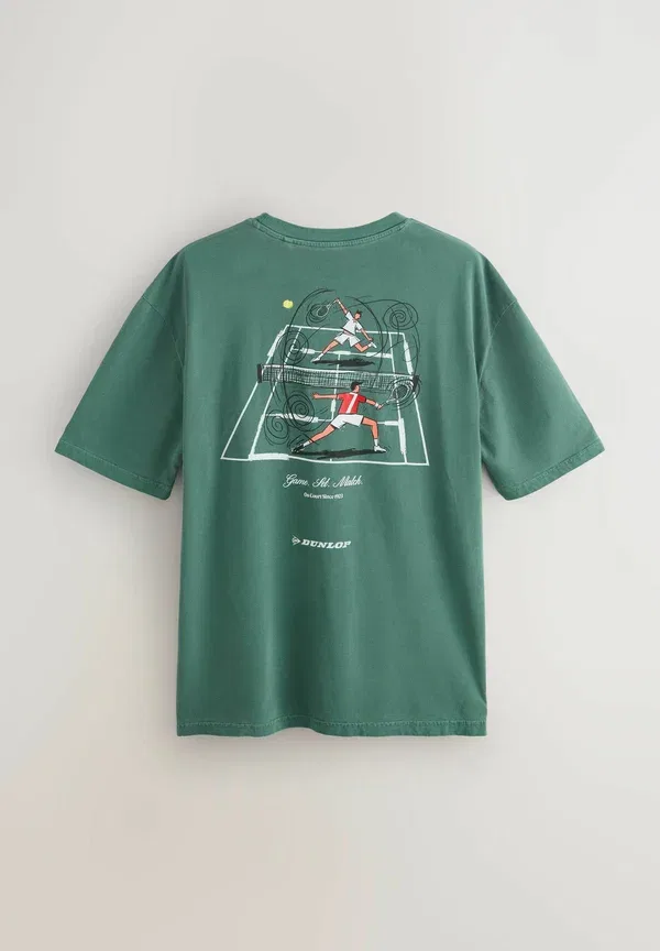 Футболка с принтом Regular Fit Sports Graphic Licence T-shirt Next, Green Dunlop Tennis, зеленый — фото 4