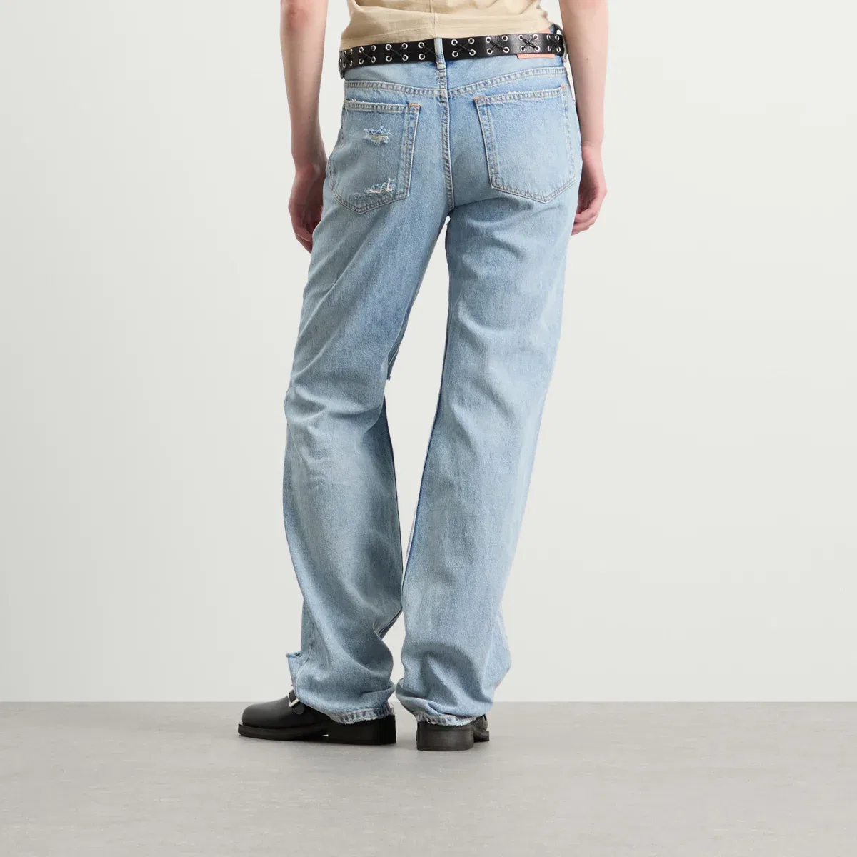 Джинсы прямого кроя с потертостями 2010F Light Crow Acne Studios, Light Blue — фото 3