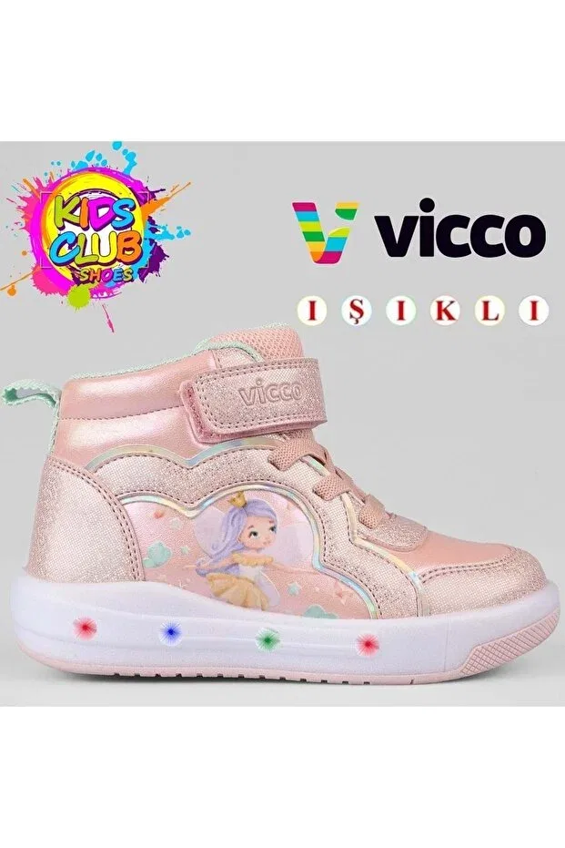 Детские ботинки для девочек ортопедические Klint phylon rubber sole orthopedic lighted children's boots Vicco, Powder