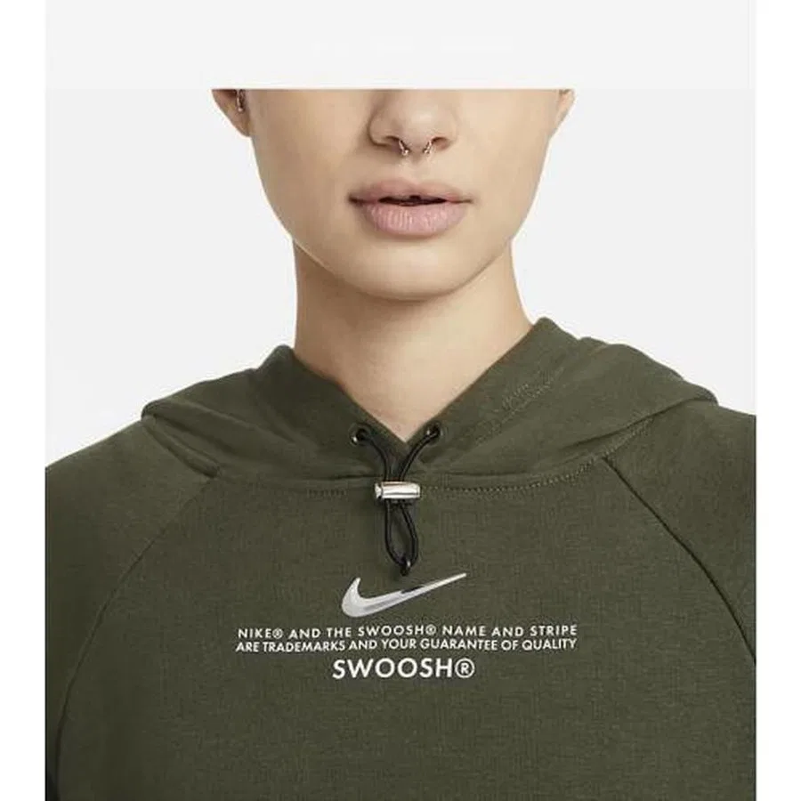 Женский худи из футера с принтом Nike Sportswear Swoosh French Terry Hoodie, Хаки — фото 3