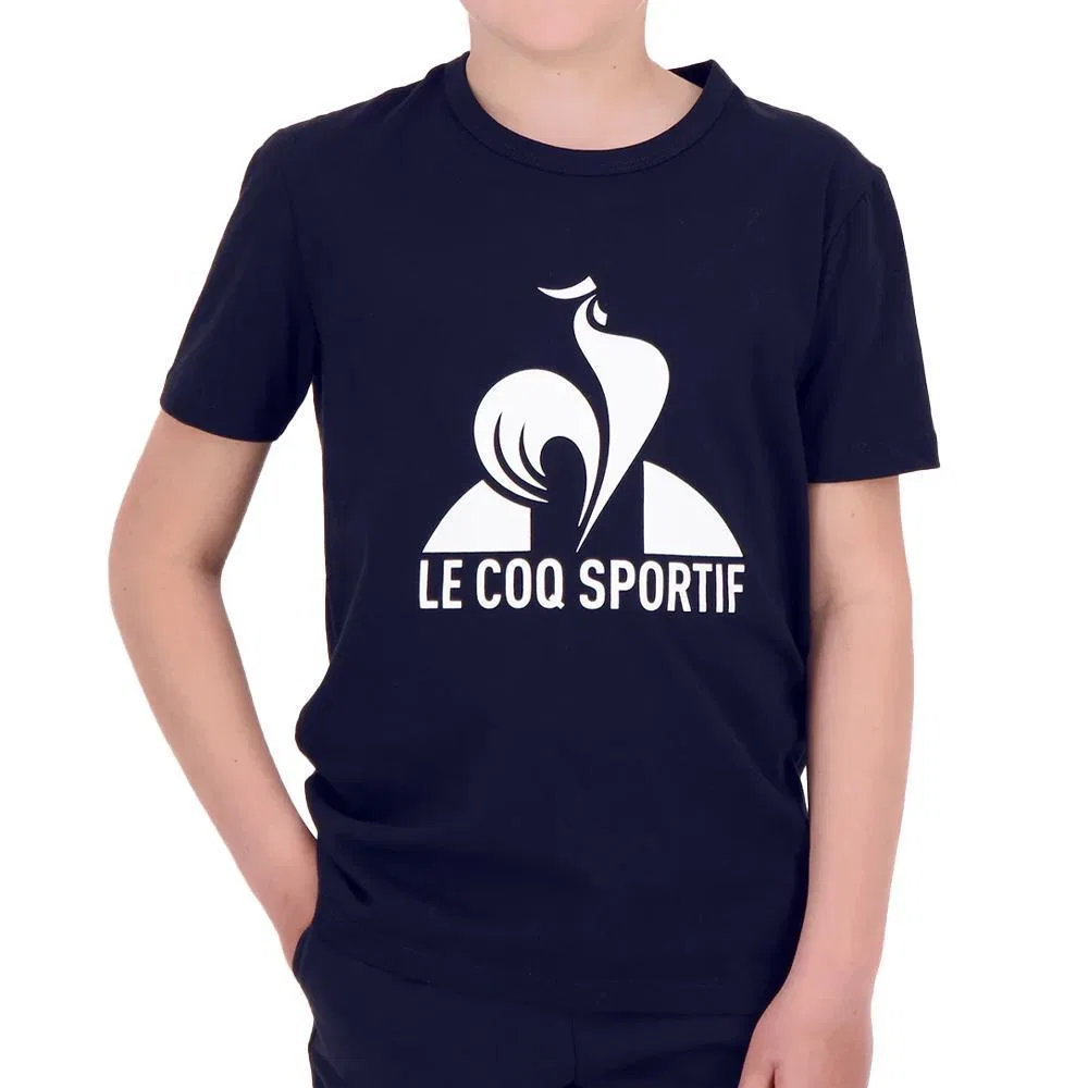 Детская футболка с круглым вырезом Le Coq Sportif Ess Tee, Navyblau Schwarz