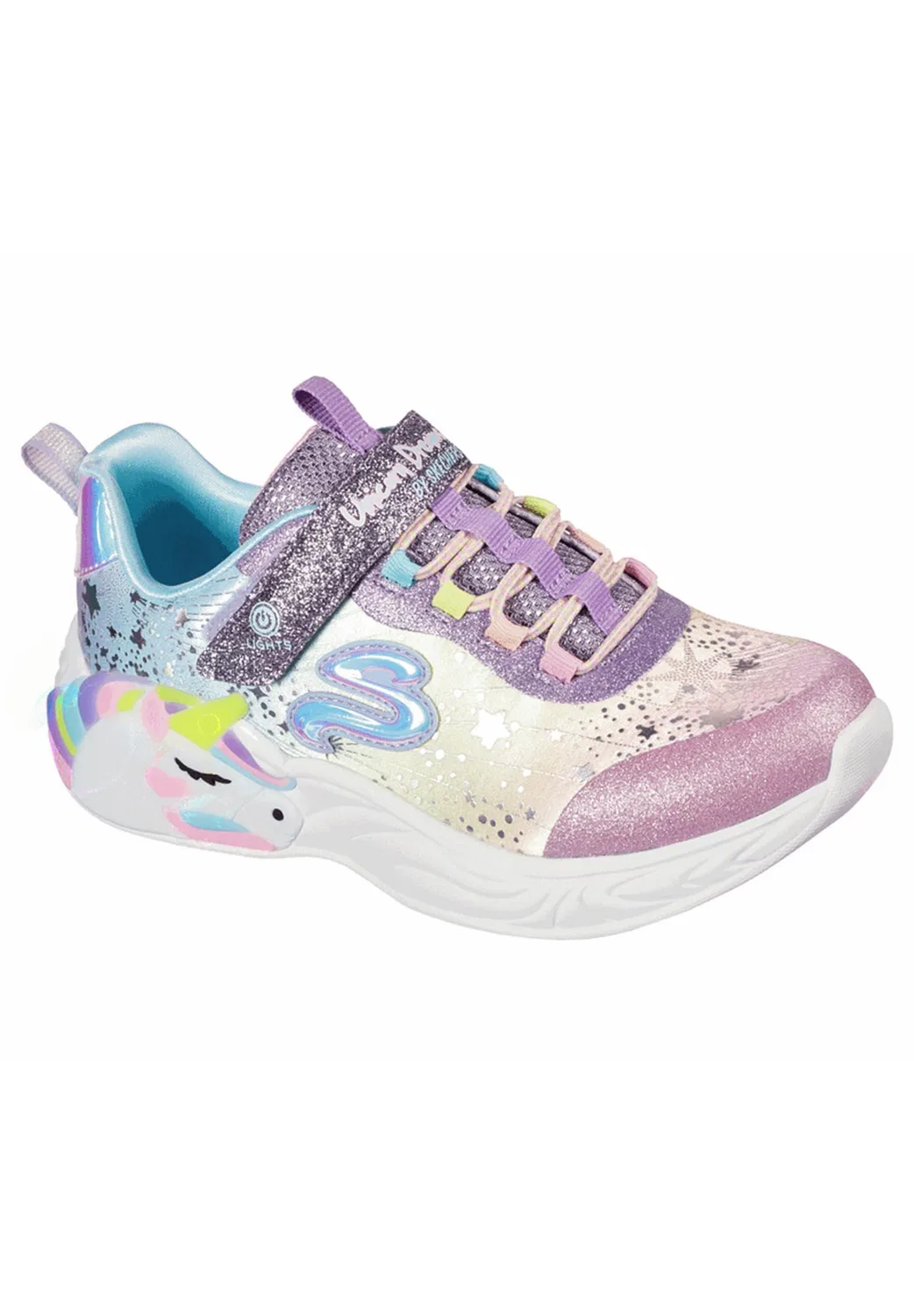 Детские кроссовки для девочек со светящимися элементами UNICORN DREAMS Skechers, Bunt Gelb