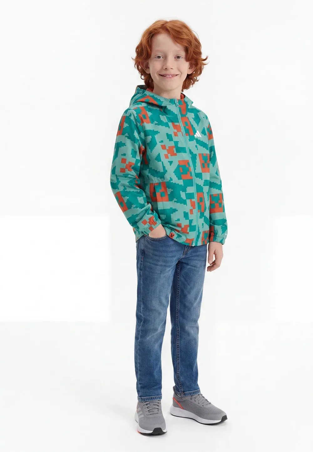 Водонепроницаемая куртка Minecraft унисекс Adidas Terrex, St Fade Ocean/Equipment Green/Fox Orange